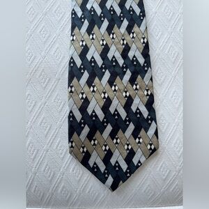 Format Black and Gray olive Diamond Pattern silk tie Japan